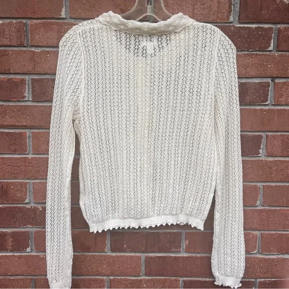 GAP x DOEN Linen-Blend Pointelle Cardigan in Chino Beige Size XS - Picture 11 of 12